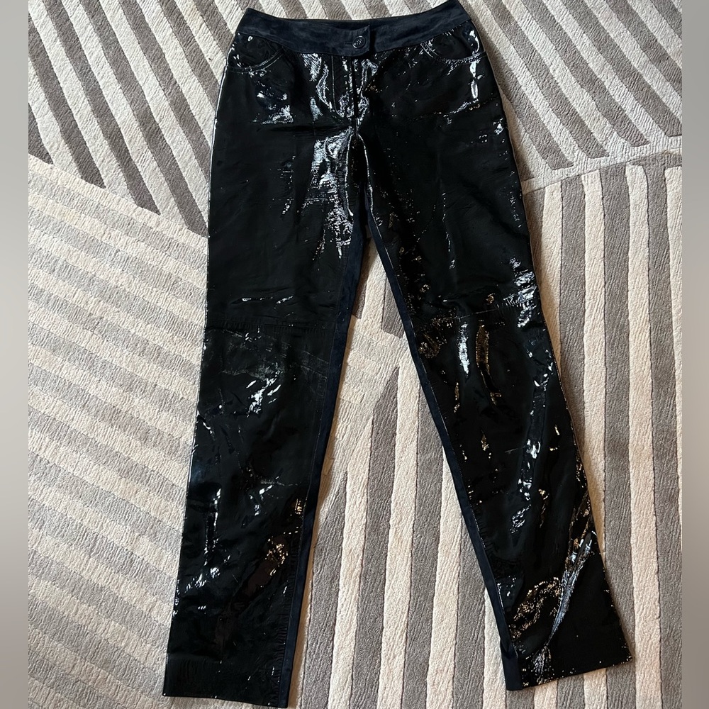 Chanel Patent and Suede Leather Pants size 38 0 2 25